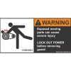 severe duty safety label: Warning - Exposed moving parts can cause severe injury