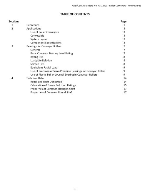 ANSI/CEMA Standard 401-2020 Table of Contents