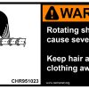 conveyor safety label warning rotating shaft can cause injury