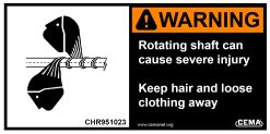 conveyor safety label warning rotating shaft can cause injury