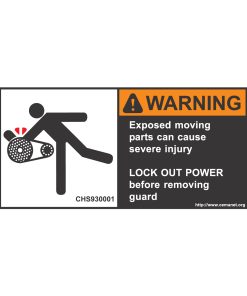 severe duty safety label: Warning - Exposed moving parts can cause severe injury