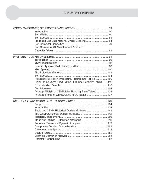 CEMA Belt Book Table of Contents page 2