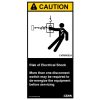 safety label reading CAUTION - Risk of Electrical Shock. More than one disconnect switch may be required to de-energize the equipment before servicing